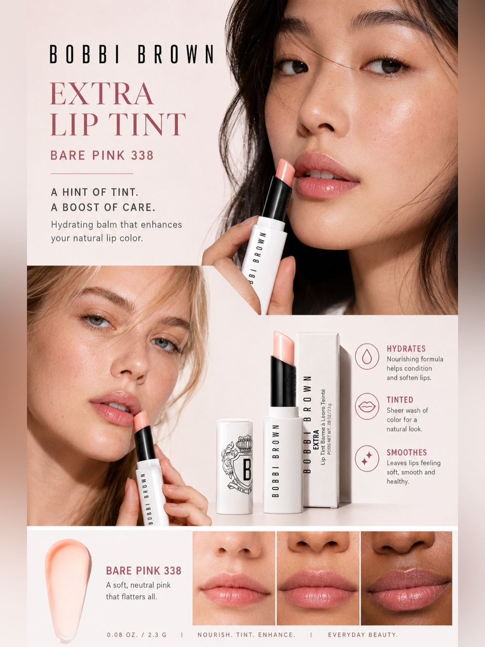 New in box Bobbi Brown Extra Lip Tint in Bare Pink 338.